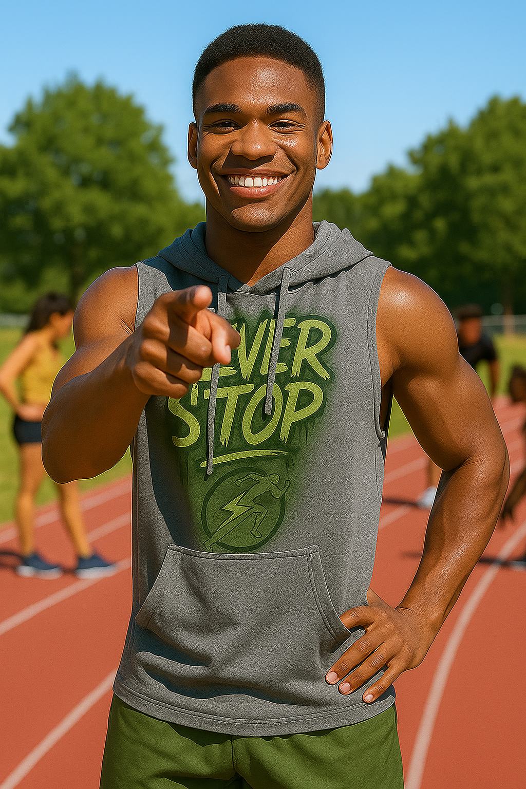 B Fit Men's Sleeveless Never Stop Hoodie