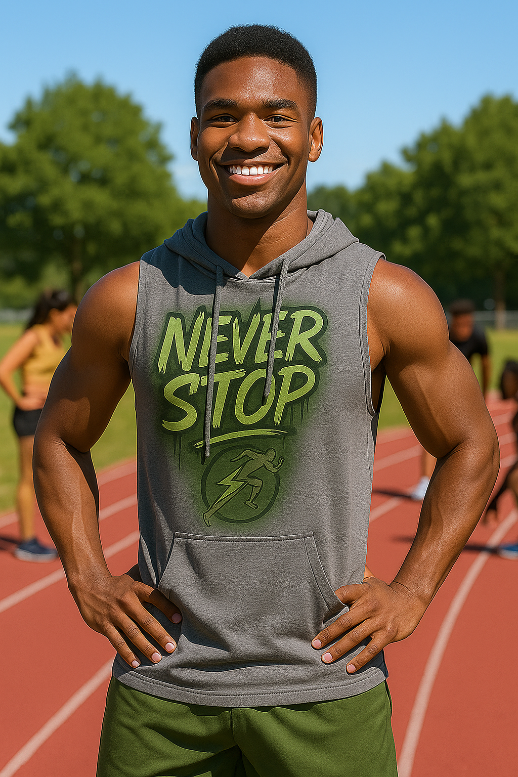 B Fit Men's Sleeveless Never Stop Hoodie