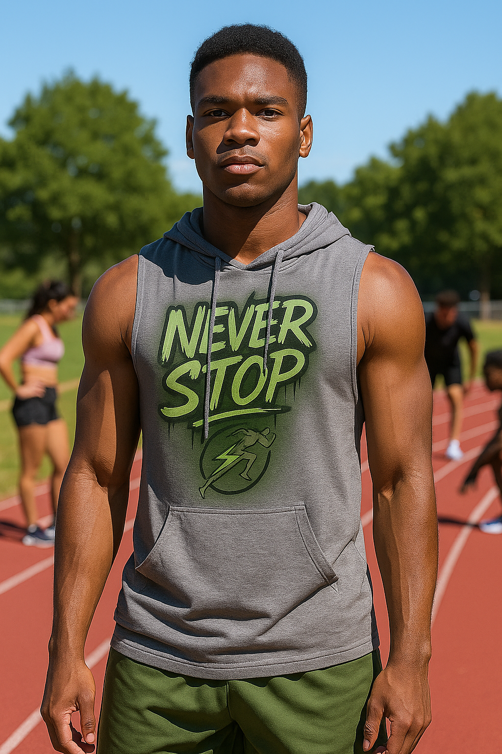 B Fit Men's Sleeveless Never Stop Hoodie