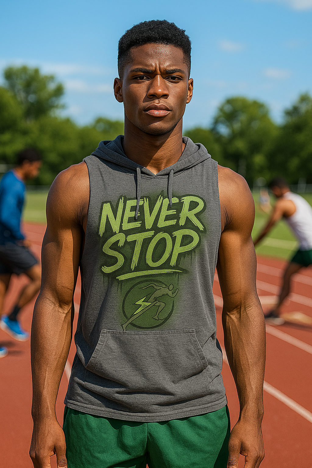 B Fit Men's Sleeveless Never Stop Hoodie