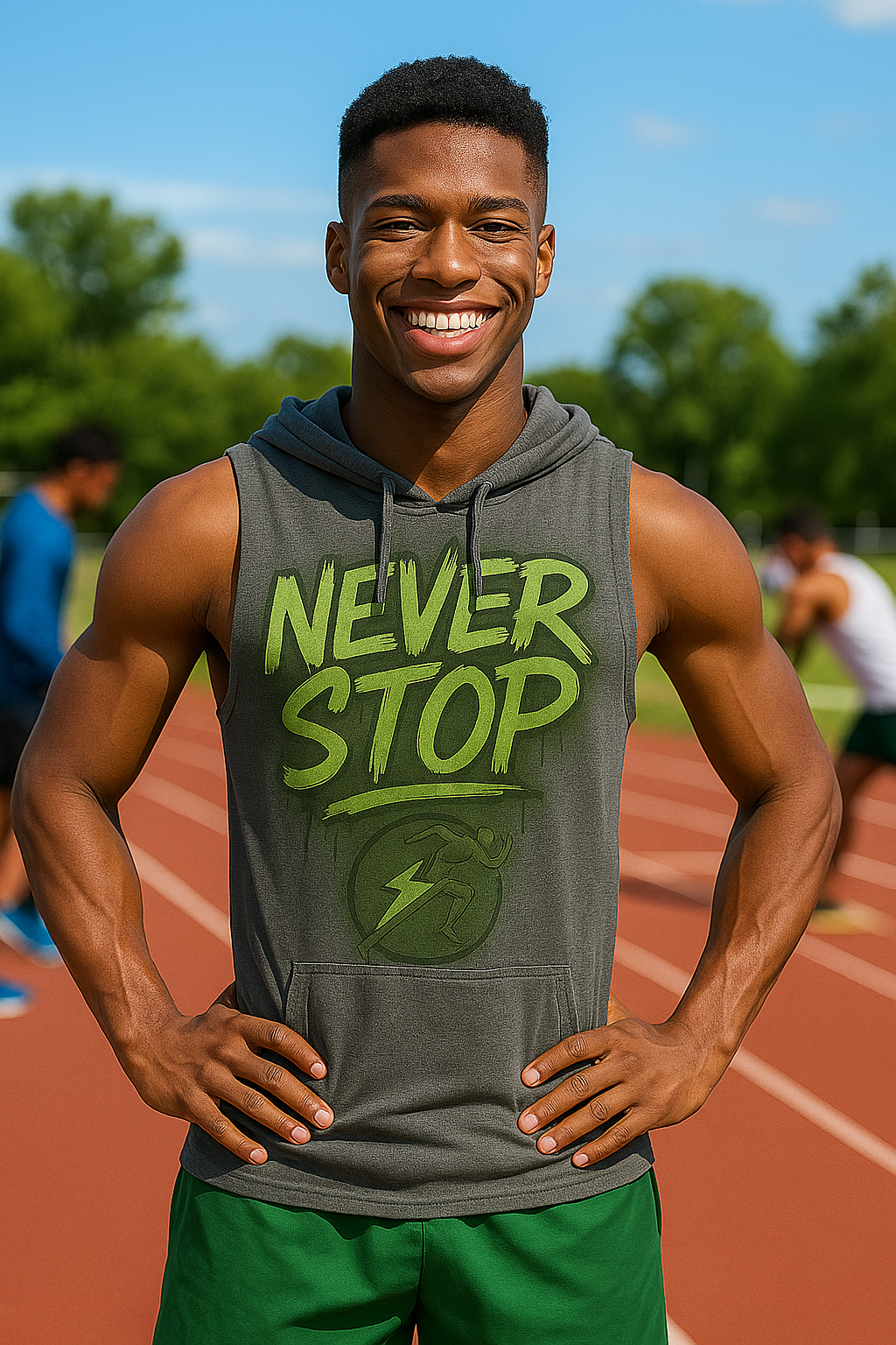 B Fit Men's Sleeveless Never Stop Hoodie